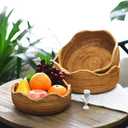 Handmade Rattan Round Fruit Basket Food Storage Organizer Snack Serving Tray Basket with 3' Deep Wall, Boho Decor Display Tray Bowl (3-Size Kit)