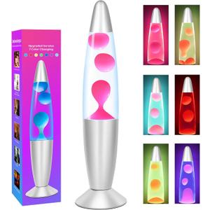 Pink Wax Liquid Motion Lamps Multi Color Changing: 13" LED Night Light for Kids Adults, Small Table Lamps for Home Bedroom Decor, Christmas Mood Lights Decorations, Birthday Gifts for Girls Boys