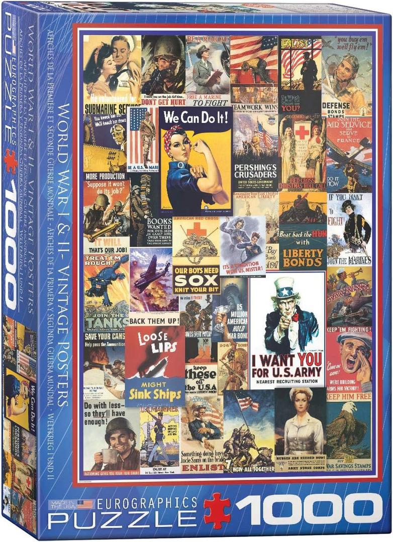 EuroGraphics World War I & II Vintage Posters 1000-Piece Puzzle, 19.25"" x 26.5"""