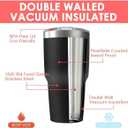 30oz Stainless Steel Travel Mug with Lid, Double Wall Vacuum Insulated Bulk Tumbler with Straws, Powder Coated Coffee Cup Suitable for Vehicle Cup Holders