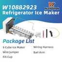 W10882923 Refrigerator Ice Maker Assembly, Durable and Reliable, Stable Ice-Making, Replaces AP6037857, WPW10377151, WPW10377147, W10377147, 4455397, W10300024, PS11769140