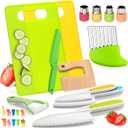 2 x 23 Pcs Kids Knife Set for Real Cooking, Montessori Kitchen Toys for Toddlers Kids Cooking Sets, Toddler Knife Set with Plastic Children Safe Knives, Wooden Knife, Potato Slicers, Peeler, Cutting Board