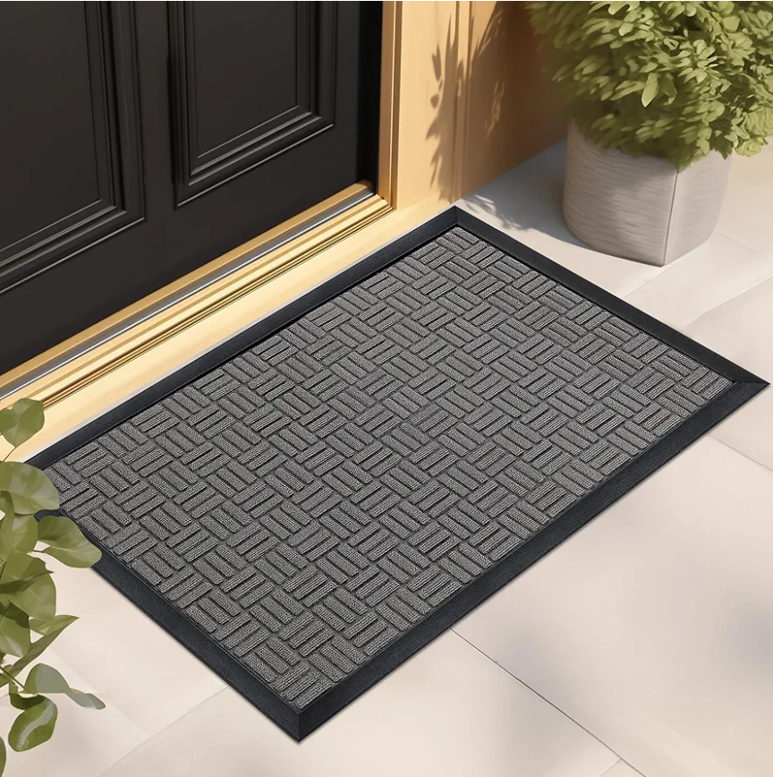 Mibao Front Door Mat, Heavy Duty Durable Welcome Mat for Outdoor Indoor, Dirt Trapper Waterproof Super Absorbent Door Mat for Entryway Outside Patio Porch, 72" x 46", Light Grey
