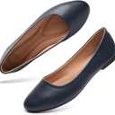 Hash Bubbie Women's Flats Shoes Ballet Flats Dress Shoes Comfortable PU Leather Slip on Shoes for Women (5, Navy)