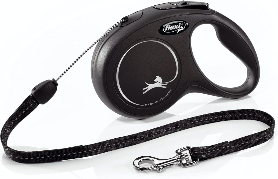 FLEXI New Classic Cord Retractable Dog Leash for Small Dogs up to 33 lbs. 26 ft., Black | Tangle-Free Pet Walking Leash with One-Handed Brake, Pause, Lock|German Quality Product, Small