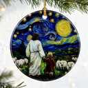 Jesus with Child Ornament, Starry Night Ornament, Christmas Ornaments, Christmas Tree Decorations, Christian Home Decor, Christian Gifts, Religious Gifts for Her or Him, Gift Exchange & Gift Idea 2 Pcs