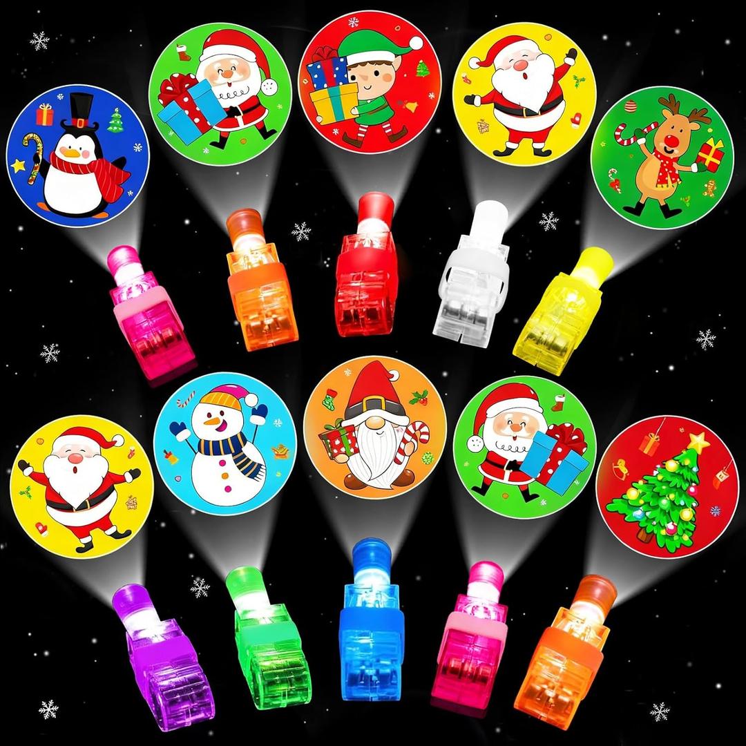 40PCS Christmas Party Favors for Kids, Light Up LED Finger Lights Toys Glow in the Dark Party Favors Classroom School Holiday Goodie Bag Fillers Prizes Bulk Stocking Stuffers Christmas Gifts