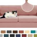 XINEAGE New 3 Pieces Couch Covers for 2 Extra Large Cushion Sofa Super Stretch Sofa Cover for 2 Large Seat Universal Loveseat Slip Cover for Living Room (Dusty Pink), 71"-91"(2 Cushions)