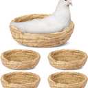 Patelai 4 Pcs Bird Nest Handmade Woven Flat Base Dove Bird House Breeding Nest Small Animal Cage Accessories for Pigeon Parrot Budgie Parakeet Cockatiel Hamster Gerbil Pig(8.66 Inch)