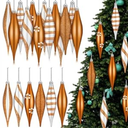 Hungdao 12 Pcs Black and White Christmas Ornaments 6.3 Inch Droplet Stripe Dot Hanging Christmas Ornaments for Xmas Tree Decor for Home and Holiday Party Xmas Trees Accessories