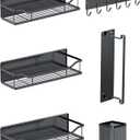 Multifunctional Magnetic Shelf for Washing Machine, Refrigerator, Microwave, and Any Metal Surface, Powerful Magnetic Shelves Include Unique Hollow Design Metal Organizers 6 pcs - Black