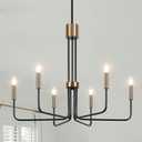 6-Light Modern Farmhouse Chandelier, Black and Gold Chandelier for Dining Room Light Fixtures Ceiling Hanging, Kitchen Chandelier for Bedroom Living Room Entryway