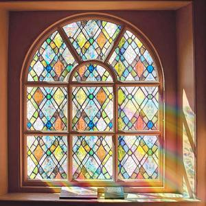Stained Glass Window Film, 3D Colorful Static Cling, 35.4" x 78.7"