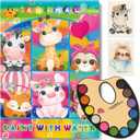 2 x Elfew Paint with Water Coloring Books for Kids 3-8, No Bleed Watercolor Painting Book for Toddlers, 12 Colors Paint Set, 15 Animal Designs, 200GSM Thick Paper, Travel Art Kit for Kids 4-6