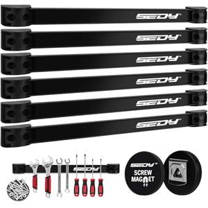 SEDY Magnetic Tool Holder Storage Organizer: 7-Piece Garage Wall Mount Rack Organization Strip Power Magnet Organizers Mounted Workbench Board Slatwall Van Hanger