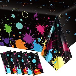 Glow Party Table Covers Neon Plastic Tablecloths 108 x 54 Inch Disposable Neon Glow Table Cloths for Black Light Birthday Party Supplies Decorations(6 Pieces)