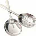 7.9" Stainless Steel Perforated and Regular Set, Slotted and Serving Spoon for Buffet Set, 18/8 Large Serving Spoon Utensils, Extra-Wide 3" Head, for Catering, Restaurants, Kitchen, Parties (2pack)