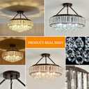 YYJLX 6 Light Modern Crystal Oil Rubbed Bronze Metal Semi Flush Mount Ceiling Light Fixture E26 Indoor Round Ceiling Lamp for Dining, Living, Foyer, Kitchen, Bedroom