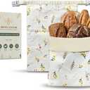 Bread Bags XL (Set of 2)  Reusable Beeswax Bread Bag for Homemade & Sourdough Bread  100% Cotton with Beeswax Lining  Eco-Friendly Bread Storage Bag  Keeps Bread Fresh Longer
