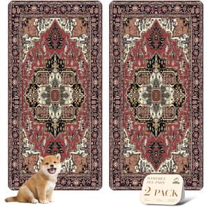 nunubaby Washable Pee Pads for Dogs, Stylish, Non-Slip and Leak-Proof Pee Pads. Reusable Potty Pads for Dogs for Crates and Floors.(Red/Rect, 36" x72" )