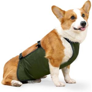 Waterproof Corgi Raincoat - Lightweight Dog Bellyband & Protector, Breathable, Anti-Dirty Puppy Outfits(Green, 2XL)
