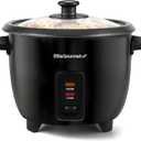 Elite Gourmet Electric Rice Cooker with Steam Tray and Non-Stick Inner Pot Makes Soups, Stews, Grains, Cereals, Keep Warm Feature, 6 Cups Cooked (3 Cups Uncooked), Black