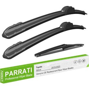 PARRATI 3PCS Windshield Wiper Blades for RAV4 2019-2023 - Exact Fit Replacement Front and Rear Wipers - 26+16+12 | All-Season Durability - Quiet & Streak-Free Wiping - Easy Installation