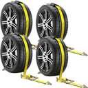 Car Tie Down Straps for Trailers-10,000lbs Break Strength-2inx10ft Heavy Duty E Track Car Hauler Strap with Rolling Idler Three Cleat Over The Wheel Auto Tire Ratchet Straps for Truck, UTV