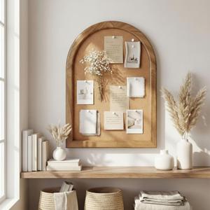 Novabright Arched Cork Board for Walls Alternative 17 x 13 Inch Vintage Arched Bulletin Board with Wood Frame for Vision, Photo Display, Memo, Easy Hang Wall Decor for Home Office School Office