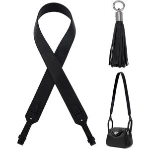PH PandaHall 39.4 inch Wide Leather Bag Strap, Crossbody Strap Black Leather Purse Straps Shoulder Bag Handle Adjustable Replacement Straps with Tassel Pendant Alloy Spring Buckle