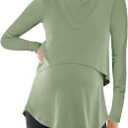 Tankaneo Womens Maternity Nursing Tops Long Sleeve Double Layer Breastfeeding Shirts Pregnancy Clothes (Green)