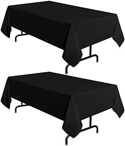 Pureegg 2 Pack Black Tablecloth 60 x 102 Inch, Rectangle 6 Feet Table Cloth - Stain and Wrinkle Resistant Washable Polyester Table Cover for Dining Tables, Buffet Parties and Camping