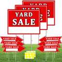 9 Pcs Yard Sale Signs with Stakes, Corrugated Arrow Yard Sign, Double-Sided Yard Sale Sign with 12 Directional Arrow Stickers for Yard