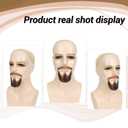 Human Hair Beard, Brown Fake Mustache, 100% Handmade Invisible Lace Based Facial Hair, Realistic Soft False Goatee Beards, For Halloween, Cosplay, Dramas, Movies, And Stage Performances