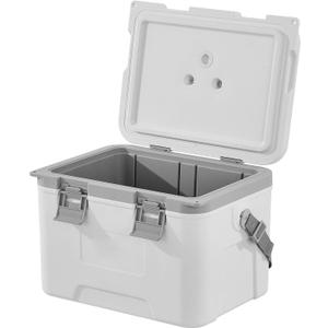 Portable Cooler 21 QT Insulated Hard Cooler, Holds 30 Cans, Lightweight Ice Chest with Handle and Strap, Keeps Ice up to 48 Hours, for Camping, Picnic, Fishing, Travel, Outdoor Use, White