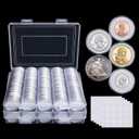 240 Pieces 30mm Coin Capsules Coin Holders for Collectors, with Foam Gasket and Plastic Storage Organizer Box, 5 Sizes (17/20/25/27/30mm) Coin Case for Coin Collection Supplies