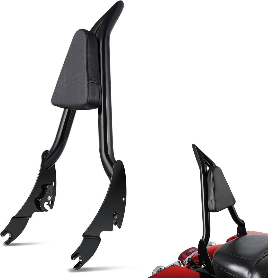 Benlari Sissy Bar Backrest, 28" Integrated Passenger Backrest, Quick Release Detachable Sissy Bar Fit for Harley Davidson Touring Street Glide Road Glide Road King Electra Glide 2009-2024, Black