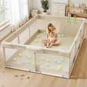 Uanlauo Baby Playpen for Babies and Toddlers, 71×47in Large Playpen, Beige