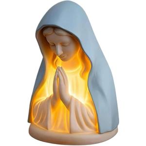 Virgin Mary LED Devotional Table Lamp,Virgin Mary Prayer Night Light,Elegant Religious Statue Lamp,Handmade Jesus Catholic Table Light Decor Gift,Elegant Religious StatueLamp,for Living Room Desktop
