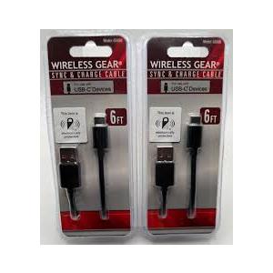 Wireless Gear Sync & Charge Cable 6 ft. 2 Pack