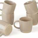 famiware Coffee Mugs for 6, 13 oz Mug Set, Dringking Cup with Handle for Coffee, Tea, Cocoa, Milk, Milkyway serise, (Tan)