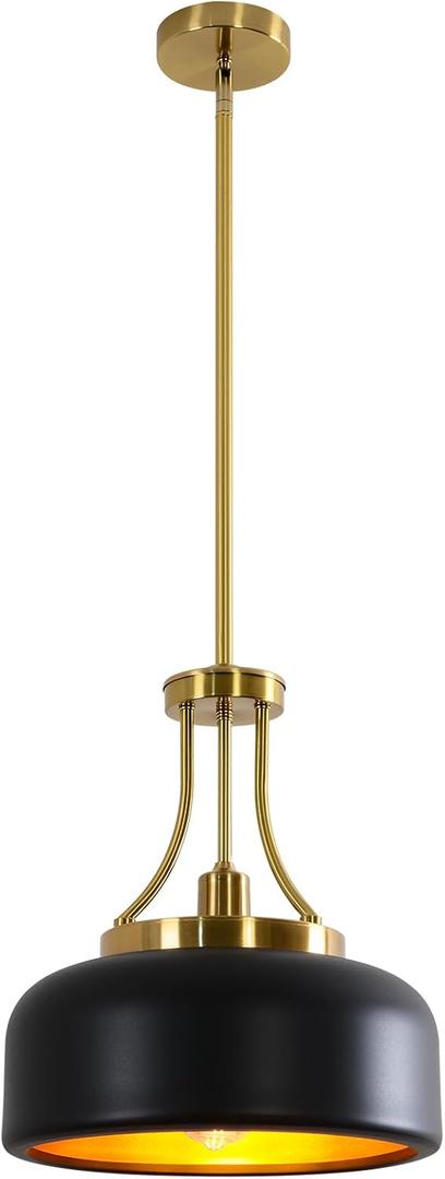 13.8 inch Nordic Industrial Style Black Gold Pendant Light with Adjustable Height for Kitchen Island/Dining/Living Room Retro Lighting fixtures