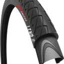 Fincci City 26x1.95 Bike Tire - Slick 26 inch Bike Tire - 50-559 Black Foldable Mountain Bike Tire with Kevlar - 26" Wheelset for Electric, Folding Road Bikes, Bike Trainer MTB Accessories Leno