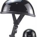 Motorcycle Half Helmet, DOT Approved Adult Men Women Retro Open Face Helmets, Helmet for Adults, Half Shell Helmet (Medium, Black)