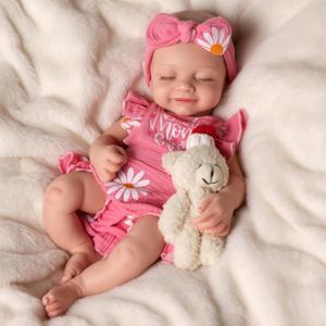 BABESIDE Silicone Baby Doll Lifelike Reborn Baby Dolls - 16 Inch (Weight 4 Lb) Full Platinum Silicone Reborn Baby Doll Slicone Full Body Anatomically Correct Sleeping Baby Girl with Gift Box (Pink)