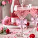 Funnymoom 2 Pack Bow Wine Glasses Pink Bow Clear Cocktail Glasses 6.8 oz Delicate and Elegant Pink Coupe Decorative Coquettish Container for Weddings Birthdays High-end Crystals