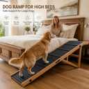 Extra Large Dog Ramp 63‘’L for High Bed, Couch & SUV – 200 Lb Heavy Duty Solid Wood Pet Ramp, 6 Adjustable Height – Portable Stable Non-Slip Steps for Medium to XL Dogs