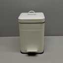 CEROELDA Small Trash Can with Lid-5L/1.3 Gal, Stainless Steel Outdoor Dog Poop Garbage Can-Farmhouse Retro Metal Waste Bin w/Step Pedal for Bathroom Bedroom Office-Soft Close-White