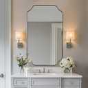 ANDY STAR 24x40 Inch Rectangle Bathroom Mirror, Brushed Nickel Scalloped Bathroom Mirror, Silver Bathroom Vanity Mirror, Unique Mirror in Rust-Proof Stainless Steel Frame (Horizontal/Vertical)