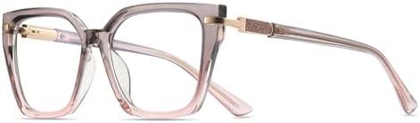 MORESHINE Fashion Oversized Square Blue Light Glasses for Women Anti Fatigue Prevent Headache Computer Eyeglasses Frames (Gray)